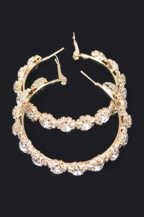 Rhinestone Flower Hoop Earrings with Sparkling Accents