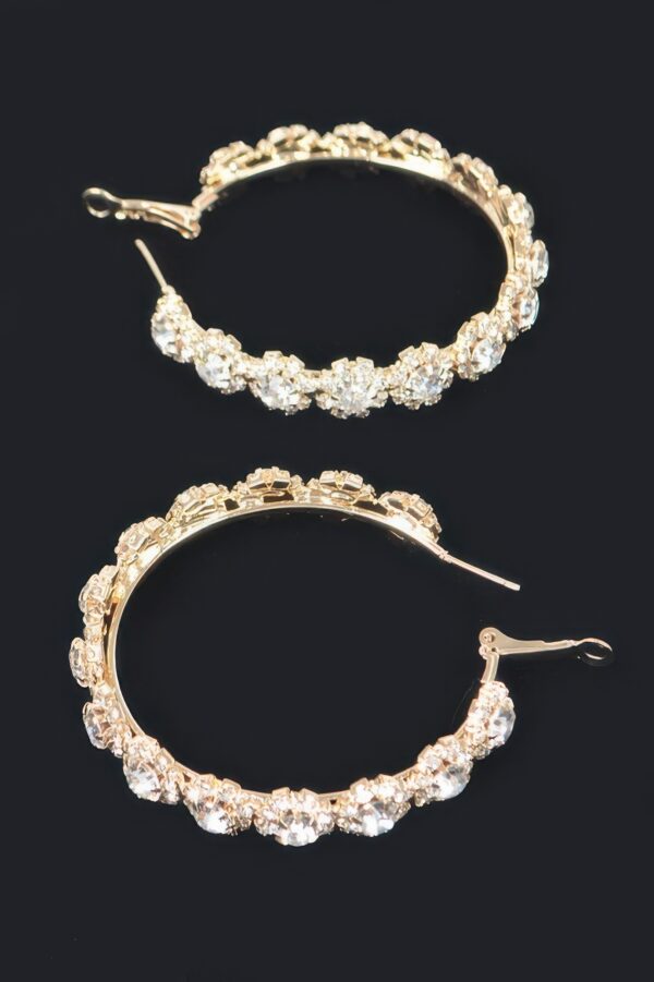 Rhinestone Flower Hoop Earrings with Sparkling Accents