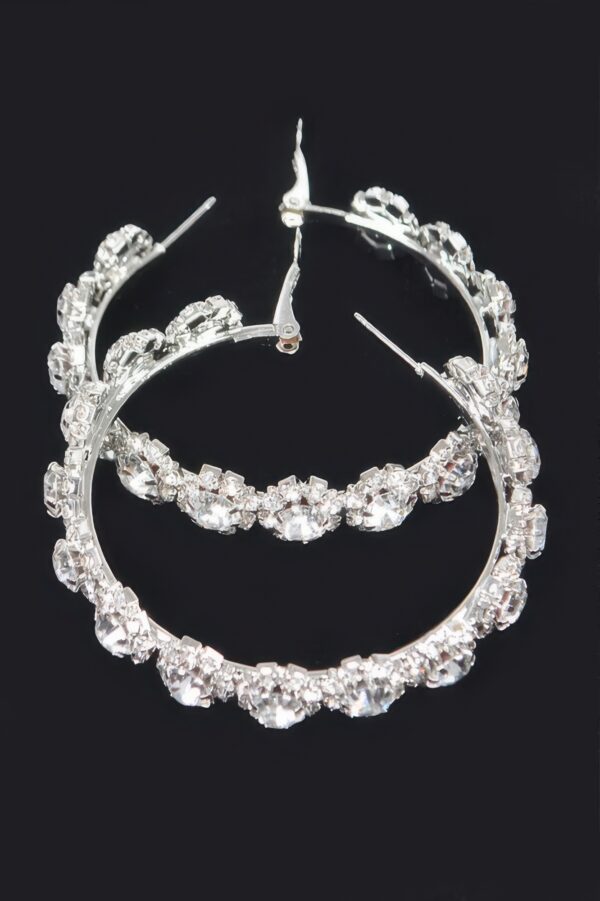 Rhinestone Flower Hoop Earrings with Sparkling Accents