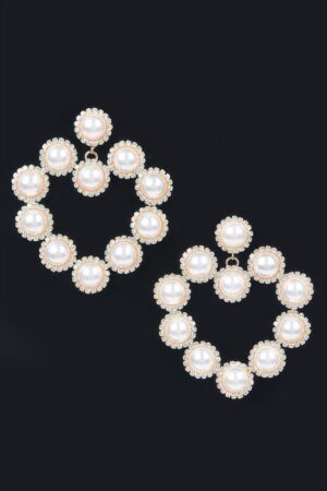 Faux Pearl Earrings with Polished Frame
