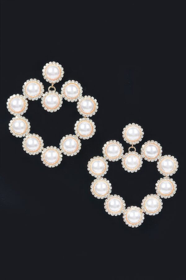 Faux Pearl Earrings with Polished Frame
