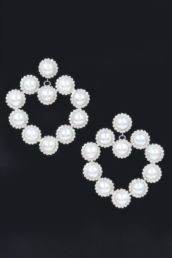 Faux Pearl Earrings with Polished Frame