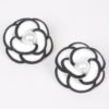 Faux Pearl Flower Stud Earrings – Polished Metallic Bloom