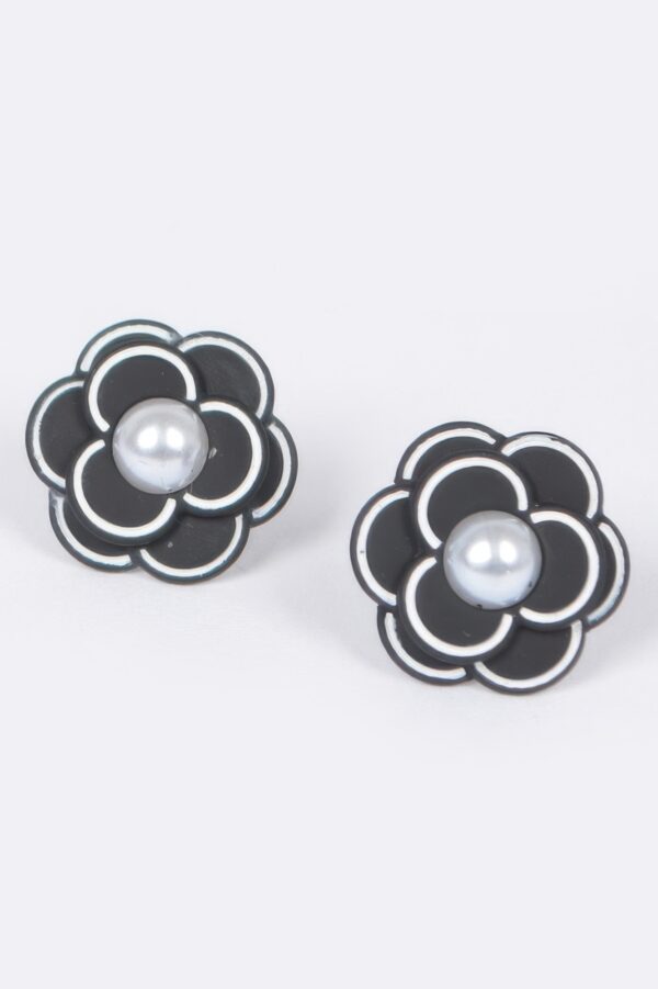 Acrylic Flower Earrings with Faux Pearl Center