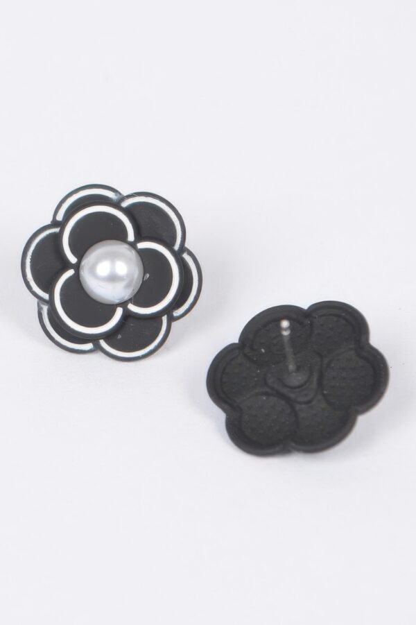 Acrylic Flower Earrings with Faux Pearl Center