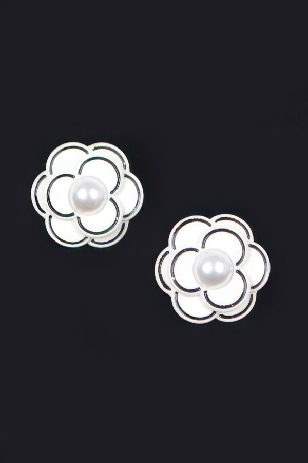 Acrylic Flower Earrings with Faux Pearl Center