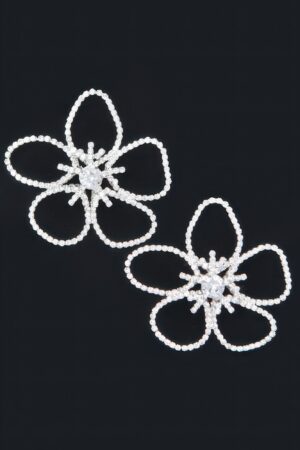 Rhinestone Flower Earrings – Crystal Floral 2.25″