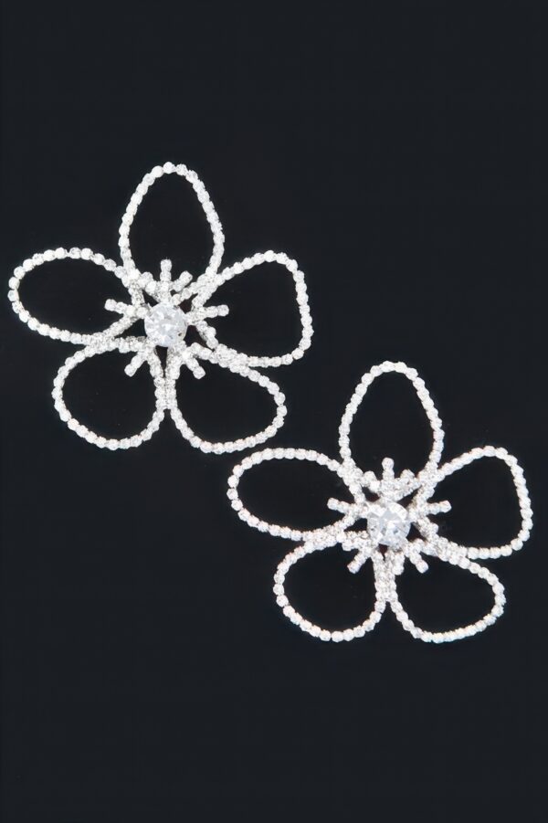 Rhinestone Flower Earrings – Crystal Floral 2.25″