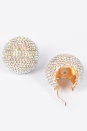 Round Rhinestone Stud Earrings – Crystal Finish