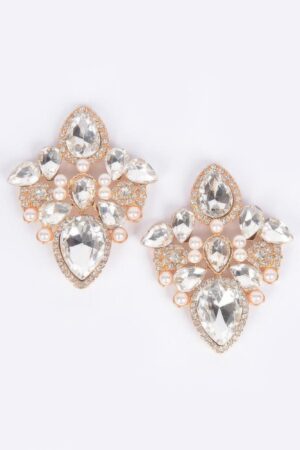 Multi Rhinestone Earrings – Polished Metallic Frame