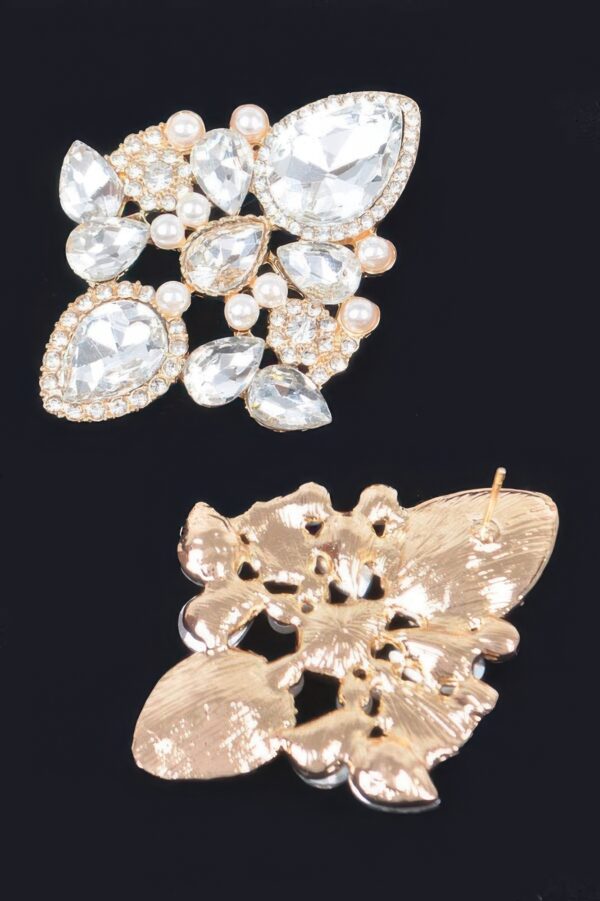 Multi Rhinestone Earrings – Polished Metallic Frame