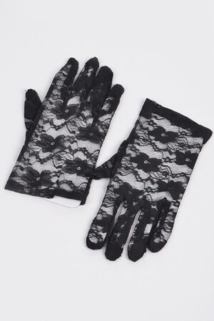 Floral Fishnet Glove – Lace-Accent Retro Accessory
