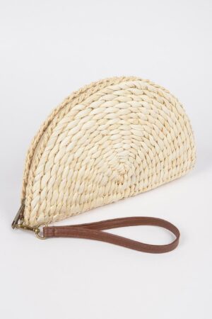 Half-Circle Straw Clutch – Woven Half-Moon Bag