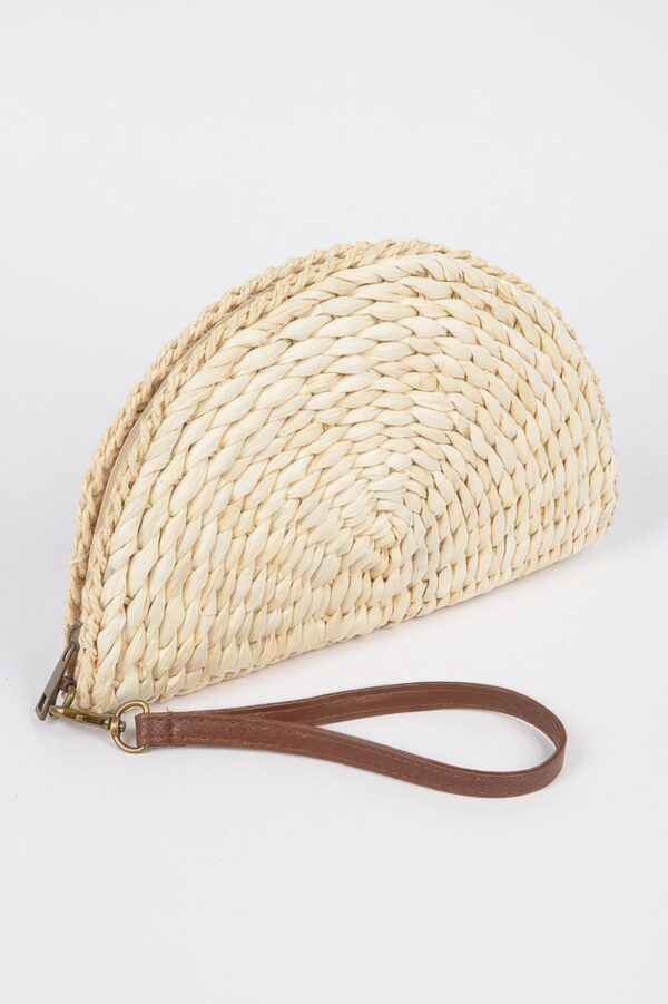 Half-Circle Straw Clutch – Woven Half-Moon Bag