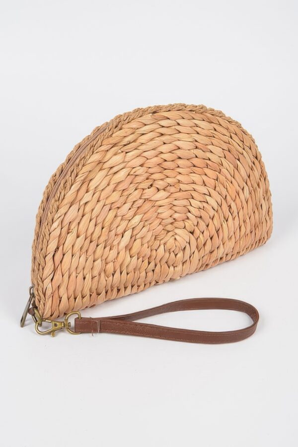 Half-Circle Straw Clutch – Woven Half-Moon Bag