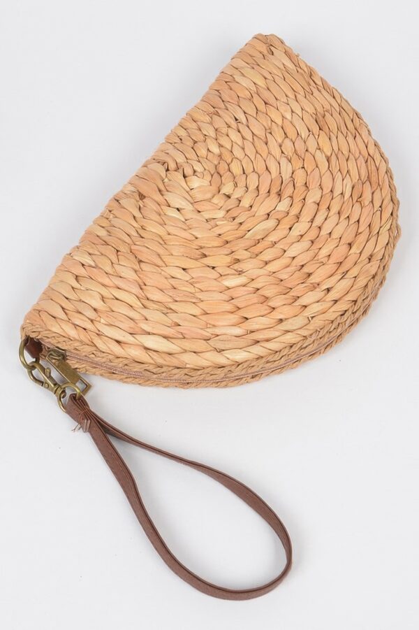 Half-Circle Straw Clutch – Woven Half-Moon Bag