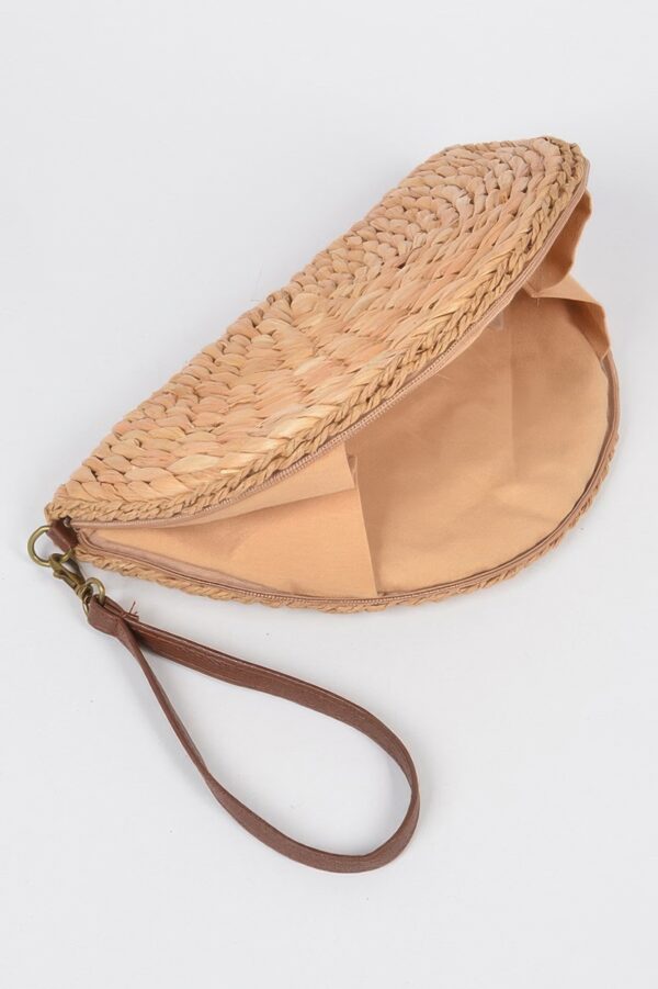 Half-Circle Straw Clutch – Woven Half-Moon Bag