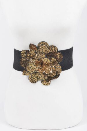 Sequin Floral Elastic Belt – Sparkle Waist Accent