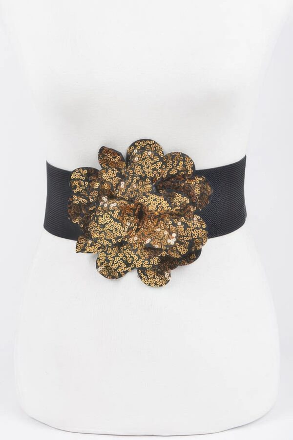 Sequin Floral Elastic Belt – Sparkle Waist Accent