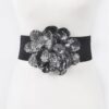 Sequin Floral Elastic Belt – Sparkle Waist Accent