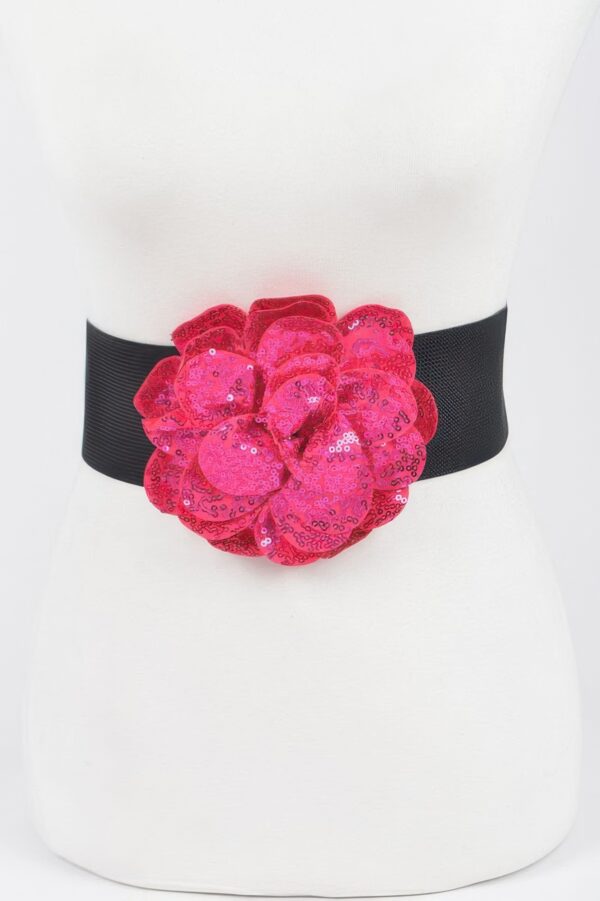 Sequin Floral Elastic Belt – Sparkle Waist Accent