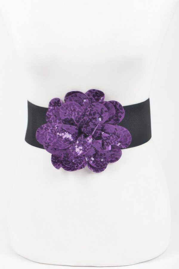 Sequin Floral Elastic Belt – Sparkle Waist Accent