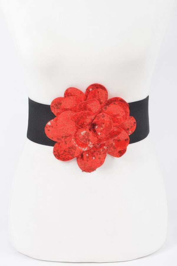 Sequin Floral Elastic Belt – Sparkle Waist Accent