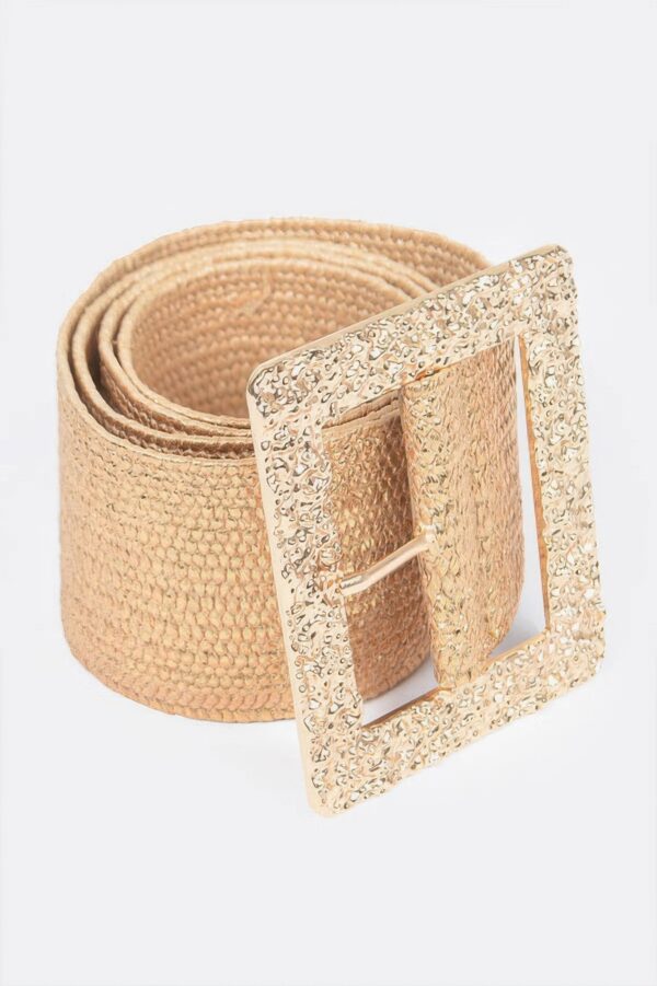 Wide Clear Belt with Oversized Metal Buckle