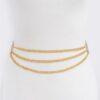 Polished Metal Chain Belt with Stone Ring Accent
