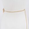 Polished Metal Chain Belt with Stone Ring Accent