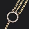 Polished Metal Chain Belt with Stone Ring Accent
