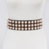 Pearl-Embellished Waist Belt – Glossy PVC/PU