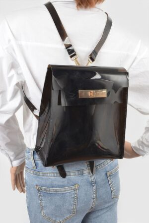 Clear PVC Backpack with Metallic Accents