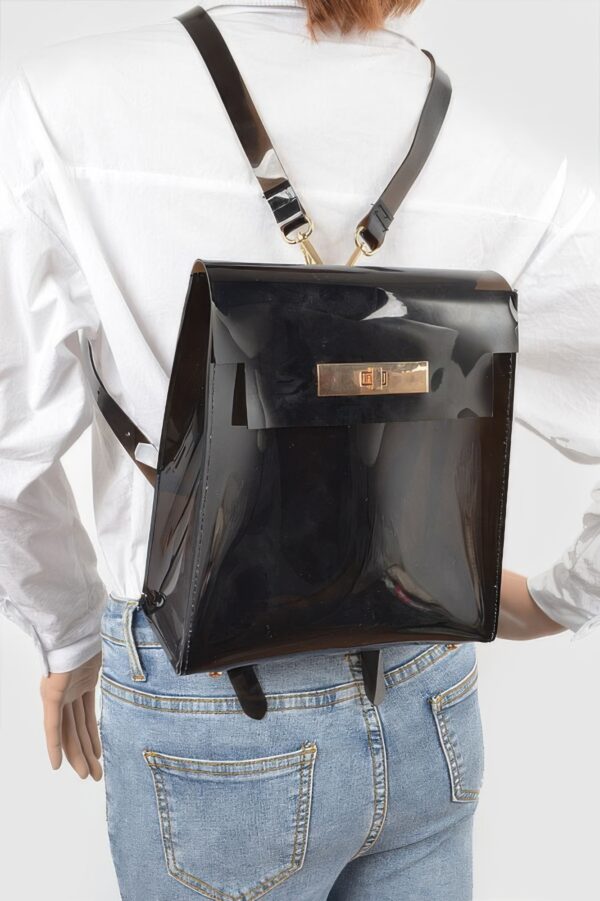Clear PVC Backpack with Metallic Accents