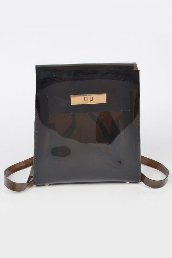 Clear PVC Backpack with Metallic Accents