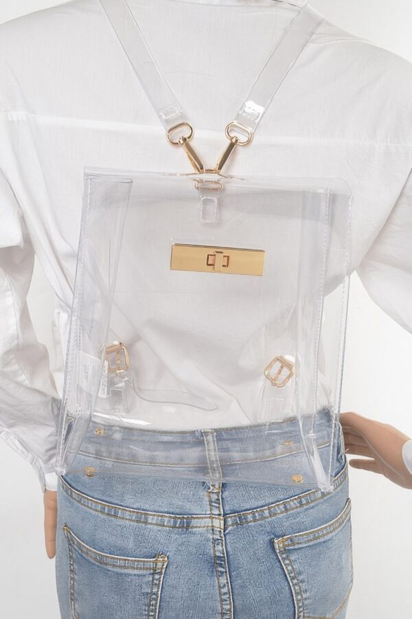 Clear PVC Backpack with Metallic Accents