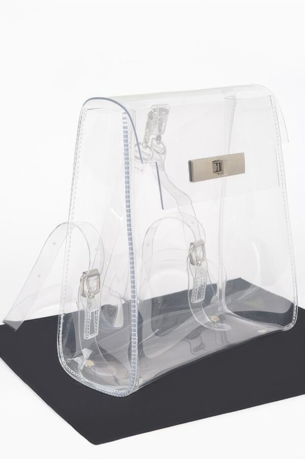 Clear PVC Backpack with Metallic Accents