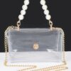 Clear Flap Bag with Pearl Handle – Transparent PVC