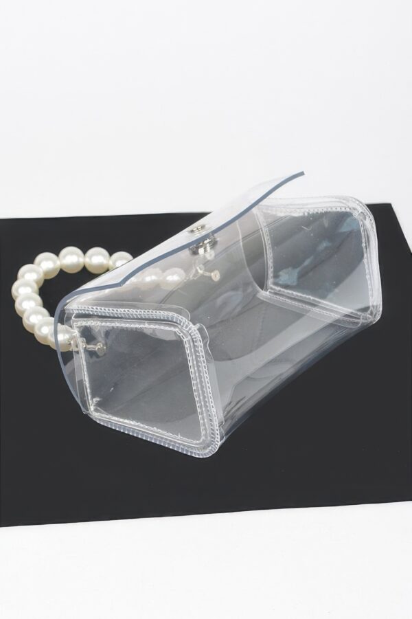 Clear Flap Bag with Pearl Handle – Transparent PVC