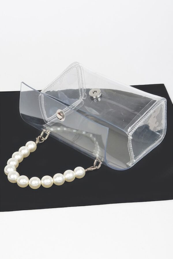 Clear Flap Bag with Pearl Handle – Transparent PVC