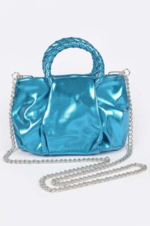 Metallic Top-Handle Crossbody Bag – Structured Shine