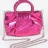 Metallic Top-Handle Crossbody Bag – Structured Shine