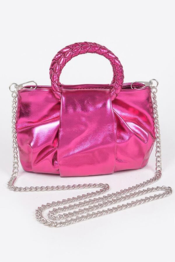 Metallic Top-Handle Crossbody Bag – Structured Shine