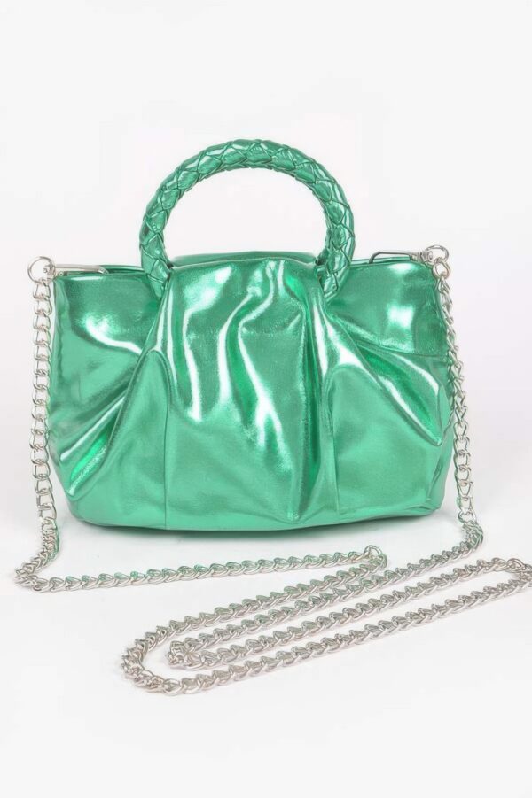 Metallic Top-Handle Crossbody Bag – Structured Shine