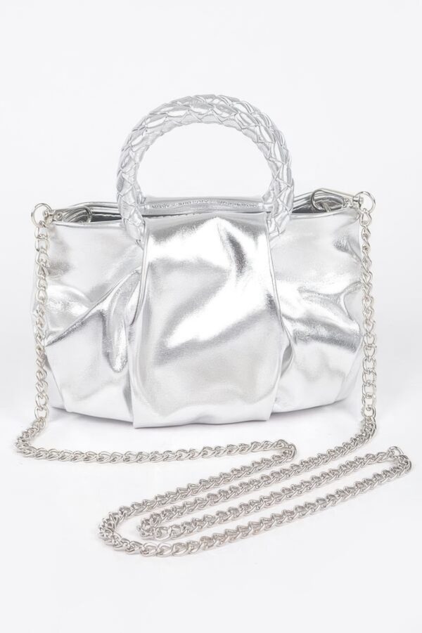 Metallic Top-Handle Crossbody Bag – Structured Shine