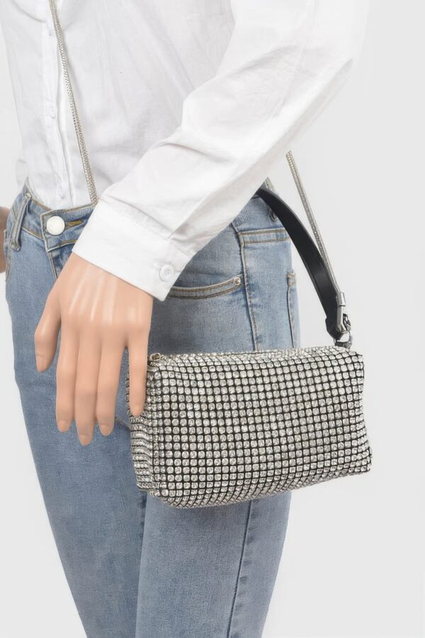 Oversized Rhinestone Clutch with Mixed Metal Accents