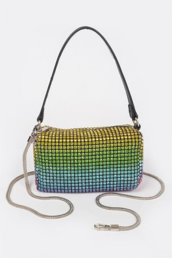 Oversized Rhinestone Clutch with Mixed Metal Accents
