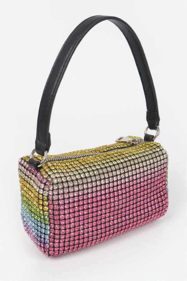 Oversized Rhinestone Clutch with Mixed Metal Accents