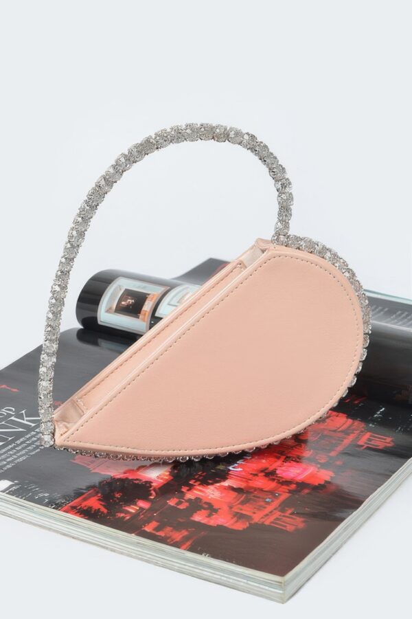 Heart-Shaped Rhinestone Top-Handle Clutch