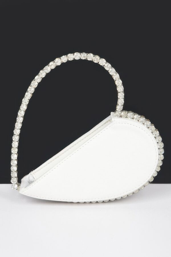 Heart-Shaped Rhinestone Top-Handle Clutch